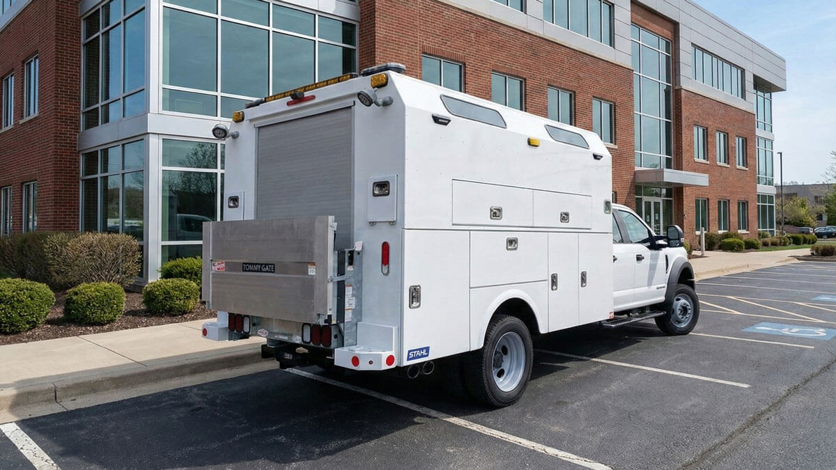 Enclosed Stahl service truck bodies for sale